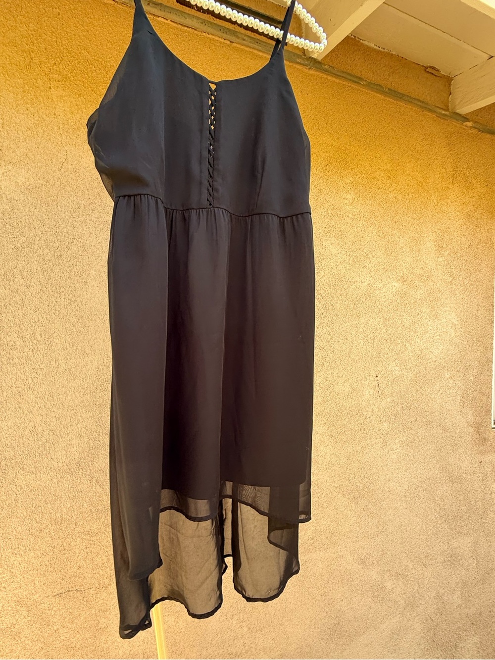 Black Spaghetti Strap High-Low Dress- witchy
